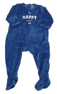 Tmavomodrý sametový overal s nápisem La Redoute