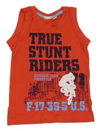 Červené tielko s nápisom a bicyklom Kids