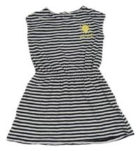 Čierno-biele pruhované bavlnené šaty so slniečkom C&A