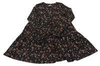 Čierne kvetované ľahké šaty F&F