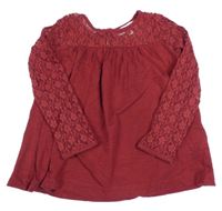 Červené tričko so sieťovinou a výšivkou Charles Vögele