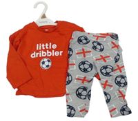 Nové - Červeno-šedé pyžamo s míči F&F