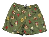 Khaki plážové kaťasy s obrázkami Yigga