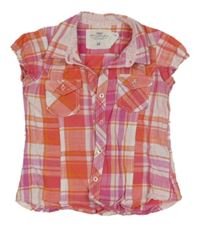 Ružovo-červená kockovaná blúzka H&M