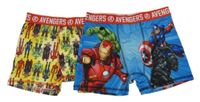 2x  - Modré + žluté trenýrky s hrdiny Marvel