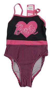 Nové - Čierno-ružové jednodielne plavky s Barbie