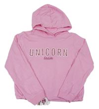 Svetloružová crop mikina s nápisom a kapucňou H&M