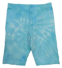 Tyrkysovo-biele batikované legínové kraťasy H&M