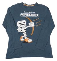 Modrošedé triko Minecraft