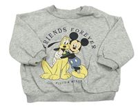 Sivá melírovaná mikina s Mickey a Plutem zn. H&M