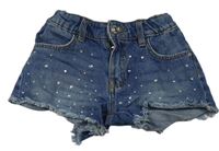 Modré MID RISE rifľové kraťasy s kamienkami Denim Co.
