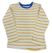 Smetanovo-hořčicovo-cobaltovoě modré pruhované tričko Mothercare