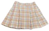 Smetanovo-kockovaná skladaná sukňa zn. PRIMARK