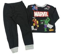Černošedo-světlešedé melírované pyžamo se superhrdiny MARVEL