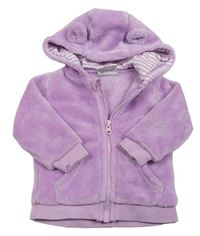 Lila chlupatý bomber s kapucňou s uškami Topomini