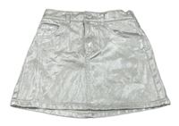 Nová - strieborná potiahnuté á rifľová sukňa H&M