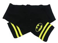 Čierna pletená šál s Batmanem a žltymi pruhmi