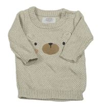 Svetlobéžový melírovaný vzorovaný sveter s medvedíkom zn. F&F