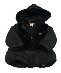 Čierna šusťákovo/kožešinová zimná bunda s kapucňou zn. Juicy Couture