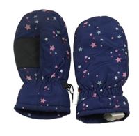 Tmavomodré šusťákové funkční zimní palcové rukavice s hvězdičkami crane