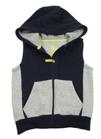 Tmavomodro-sivá prepínaci tepláková vesta s kapucňou F&F