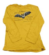 Horčicové tričko s netopýrem a nápismi Topolino