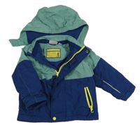 Tmavomodro-olivová šusťáková zimní lyžařská bunda s kapucí impidimpi