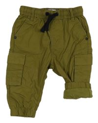 Khaki cargo cuff plátěné podšité kalhoty Next