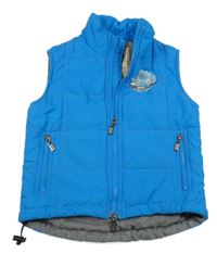 Modrá prešívaná šušťáková zateplená jezdecká vesta so znakom Equi Theme