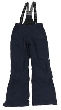 Tmavomodré šusťákové zimní oteplovačky s trakami CMP