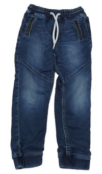 Tmavomodré cuff chino teplákové rifle H&M