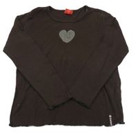 Tmavohnědé crop triko se srdíčkem ESPRIT