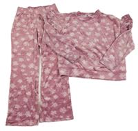 2Set - Starůžová plyšová oversize crop mikina s květy a volánky + kalhoty my wear