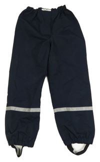 Tmavomodré šusťákové nepromokavé podšité kalhoty H&M