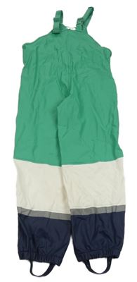 Zeleno-bielo-tmavomodré nepromokavé na traké nohavice KIDS