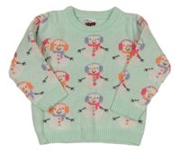 Mátový pletený sveter so sněhuláčky George