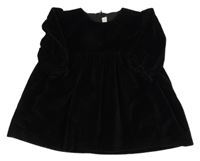 Čierne plyšové šaty s volánikmi