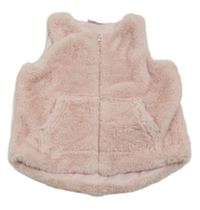 Svetloružová kožušinová podšitá vesta so cute
