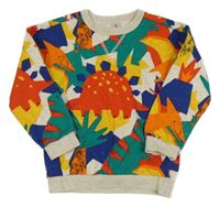 Svetlošedá -farebná melírovaná mikina s dinosaurami Tu