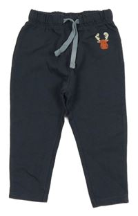 Tmavomodrošedé tepláky se zvířátkem lupilu