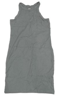 Sivé rebrované elastické šaty H&M