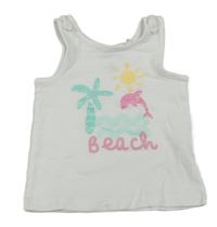 Biely top s delfínkem a palmou a slniečkom a nápisom ORCHESTRA