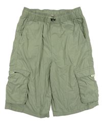 Khaki cargo capri šušťákové nohavice H&M