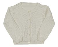 Biely prepínaci crop sveter s perforovanými srdiečkami Matalan