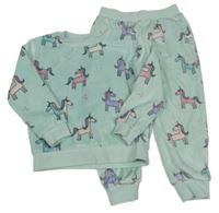 Mátové plyšové pyžamo s jednorožci F&F