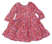 Jahodové šaty s kvietkami