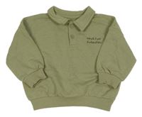 Khaki melírovaná oversize mikina s nápismi a golierikom St. Bernard