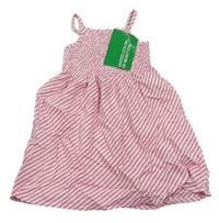 Ružovo-biele pruhované zabičkové šaty Benetton