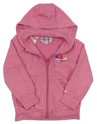 Ružová prepínaci mikina s logom a kapucňou Adidas