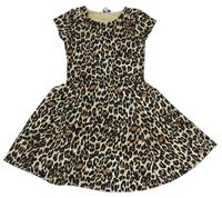 Béžovo-čierne šaty s leopardím vzorom E-Vie